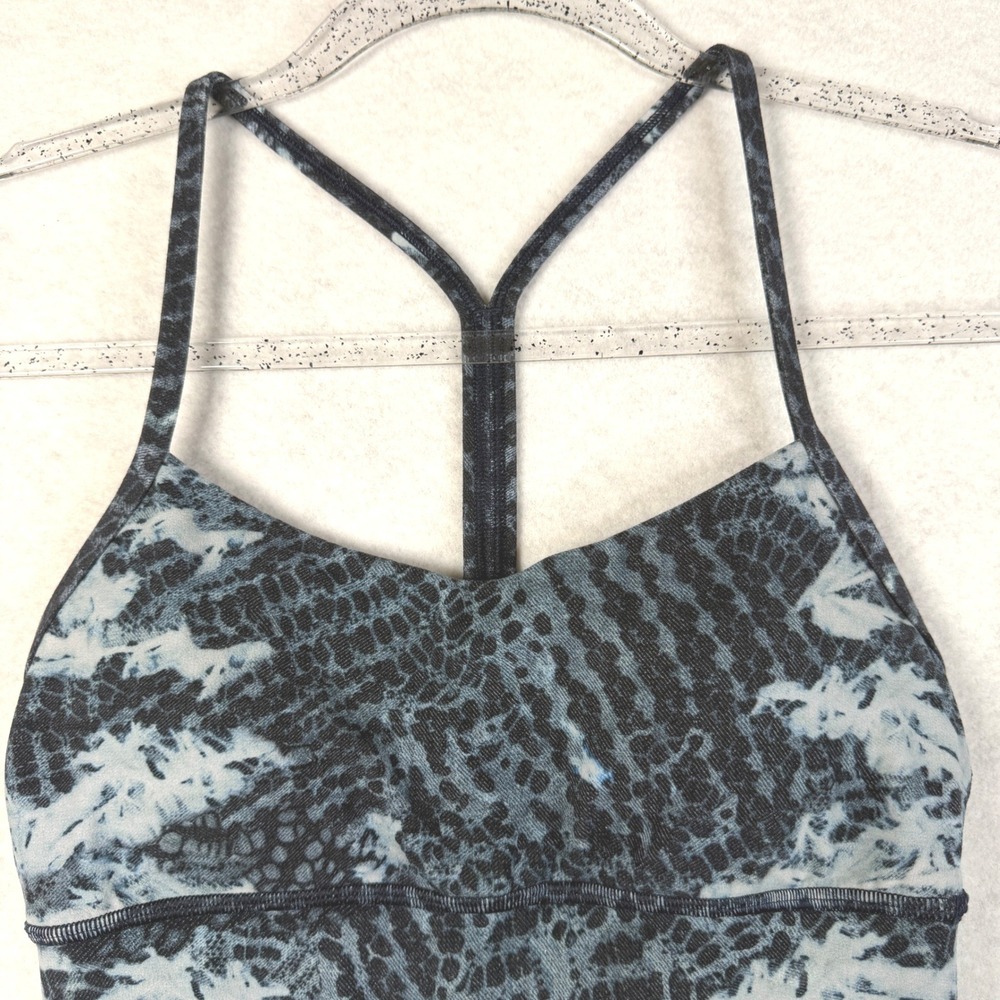 Lululemon Blue Snakeskin Tie Dye Y-Back Racerback Sports Bra Low Impact Yoga - Picture 4 of 13